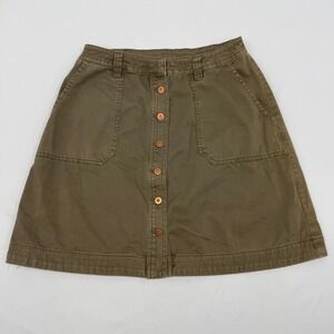Pilcro Womens Chino Mini Skirt Olive‎ Green Size 2 Button Front Gorpcore Basic